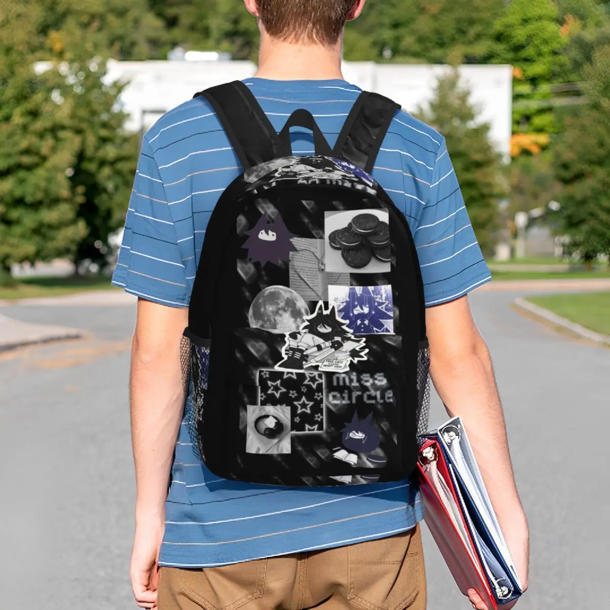 Miss Circle Game Backpack Student BookBag Men Women School Bag Computer Shoulder Bags