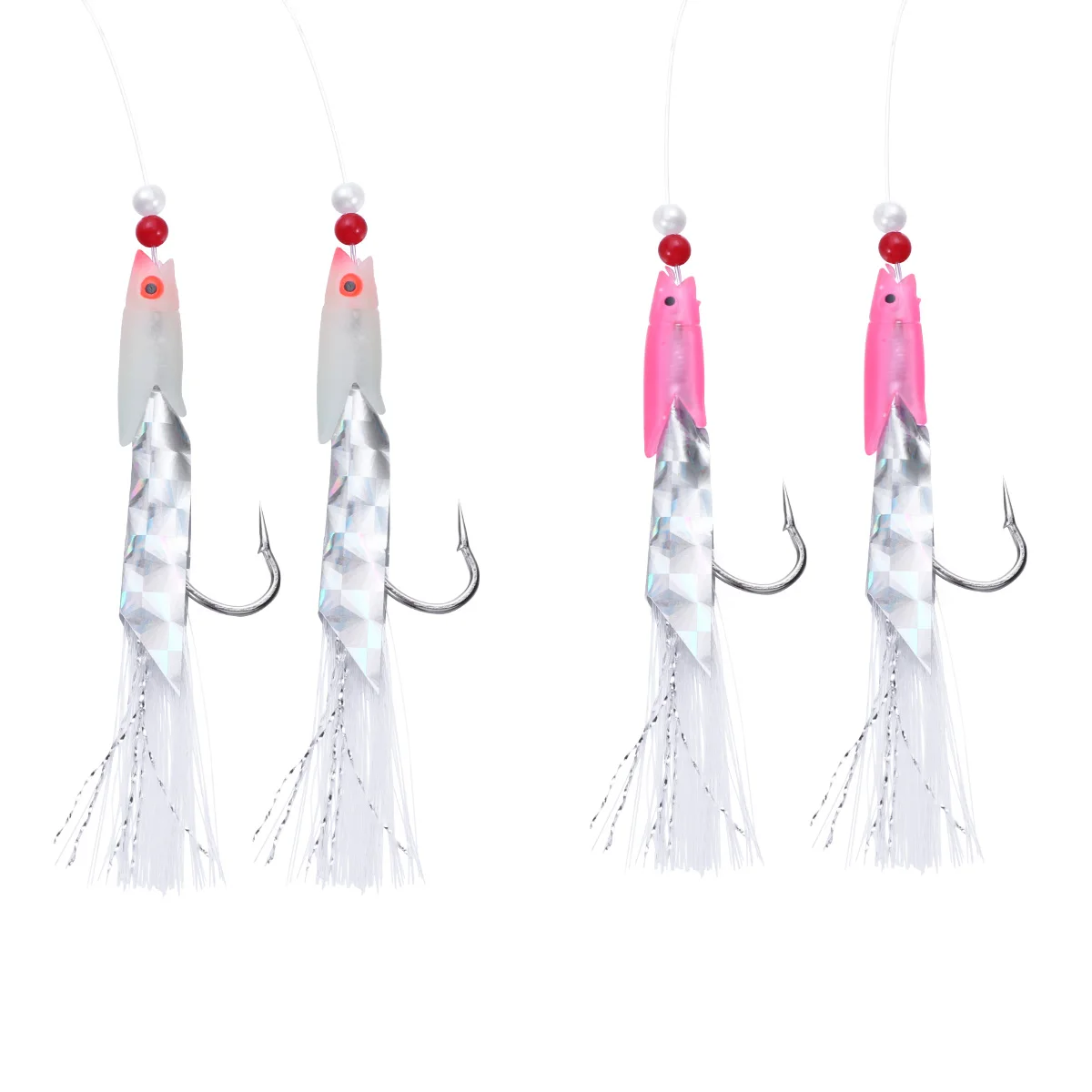 

10 pcs Simulated Fish Skin Hooks Reusable Fishing Lure Bait Tackle Accessory Rust-Proof Barb Design For Bass Trout Walleye