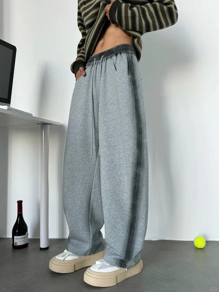 

American Dyed Bent Knife Pants Men's Autumn Winter Thiened Fce High Waist Straight Leg Drapey Banana Pants Cleanfit