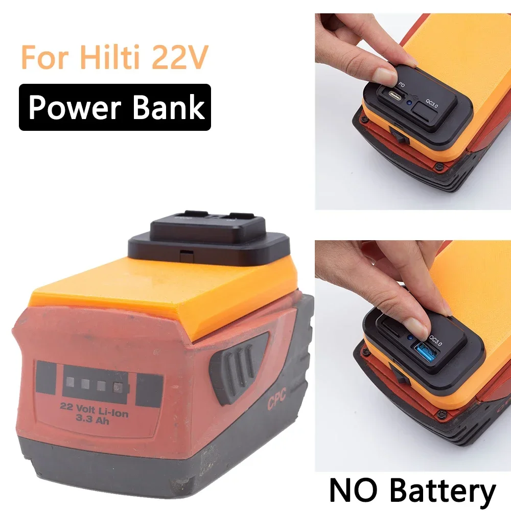 For HILTI Fast Charger For Hilti B22  22V Volt Li-ion Battery Power Bank W/USB TYPE-C Outdoor Mobile Phone Computer