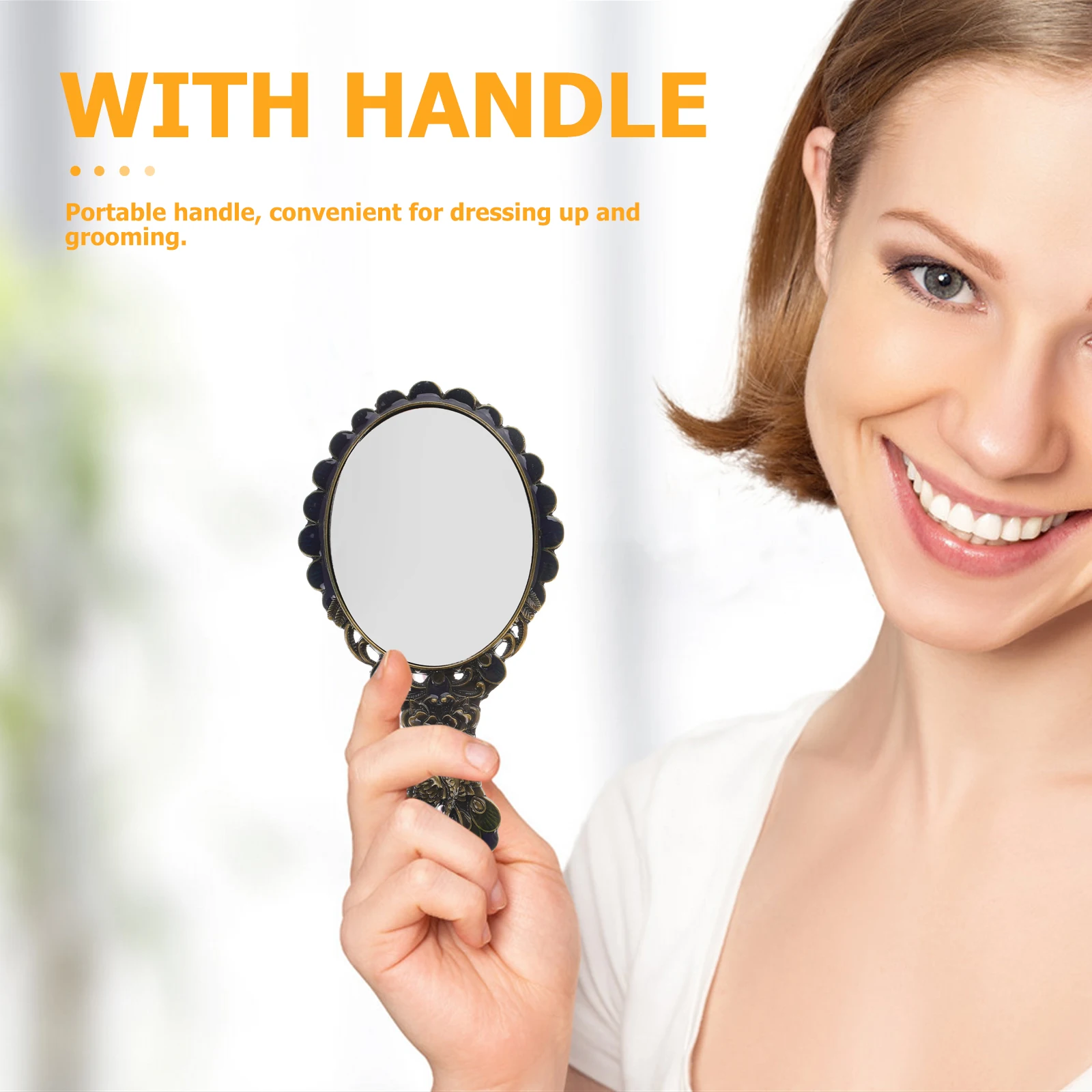 

H held Portable Makeup Mirror Vintage Peacock Retro Elegant Retro Mirror Vanity Portable Comb Included