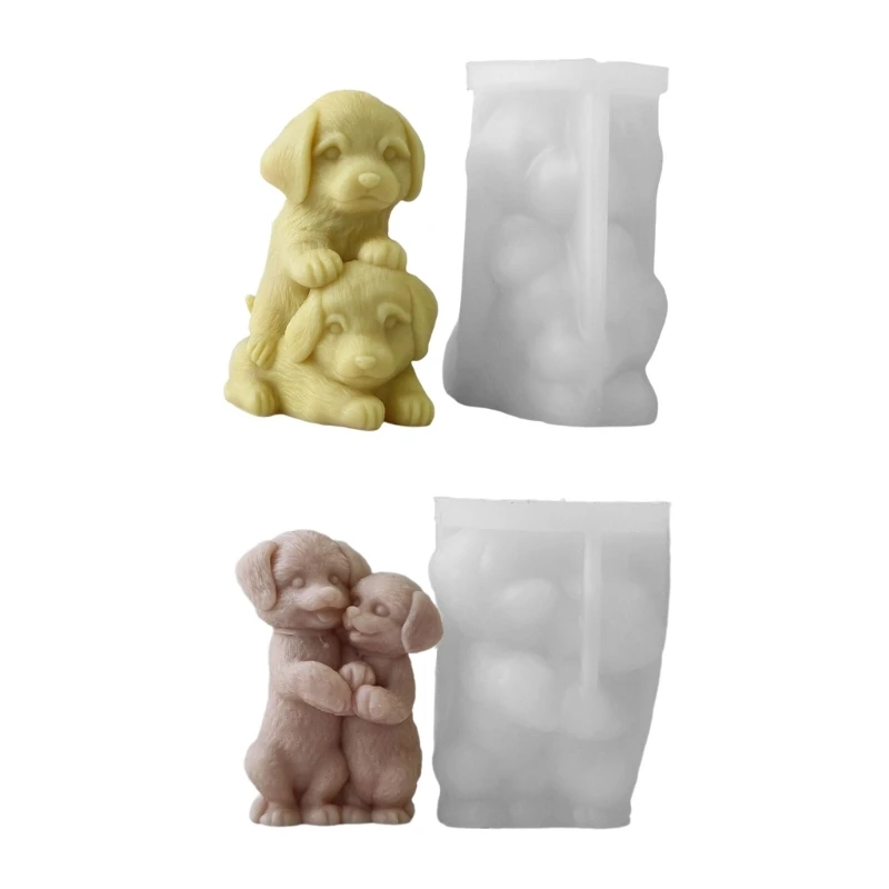 Moules figurines en Silicone, fournitures fabrication bougies, moule à savon en forme chien, moules d'artisanat, en