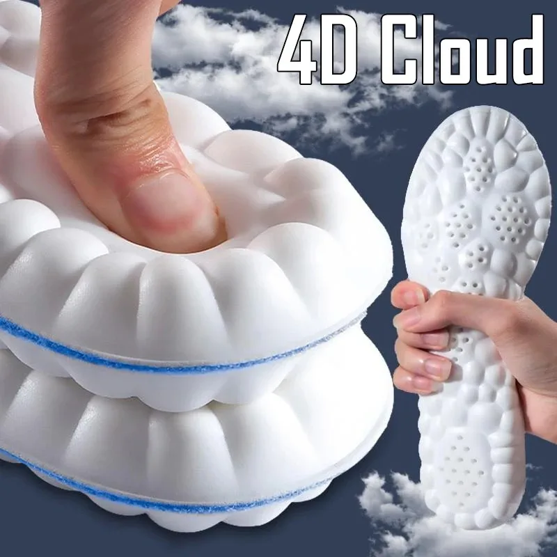 1 Pair Comfort 4D Cloud Sport Insoles - High-Elasticity, Soft Breathable Shoe Inserts, Superior Shock Absorption for Athletic image 2