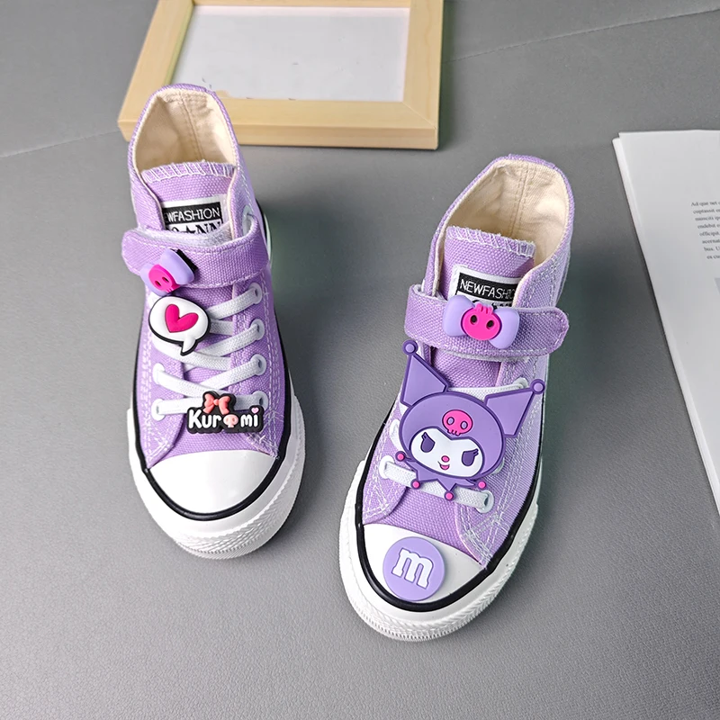 Sanrio Kawaii Kuromi Children\'s Canvas Shoes Anime Cartoon  Easy To Clean Exquisite Comfortable Beautiful Cute  Casual Sneakers