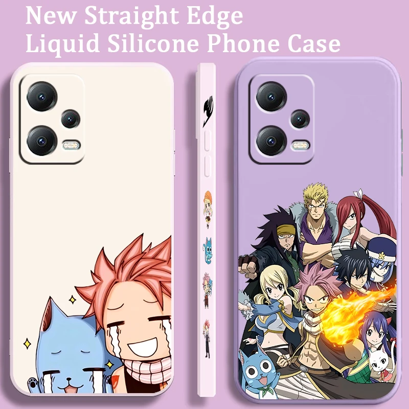 Fairy Tail Cartoon Cute Liquid Left Rope For Xiaomi Redmi Note 13 12 12S 12R 11 11T 11S 10 10S Pro Plus 5G Cover Phone Case