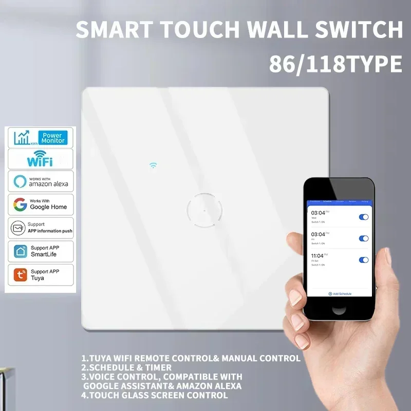 

Tuya Wifi EU US AU Smart Switches 1/2/3Gang Touch Light Switch Wall Sensor Switches Smart Life for Alexa Google Home Alice