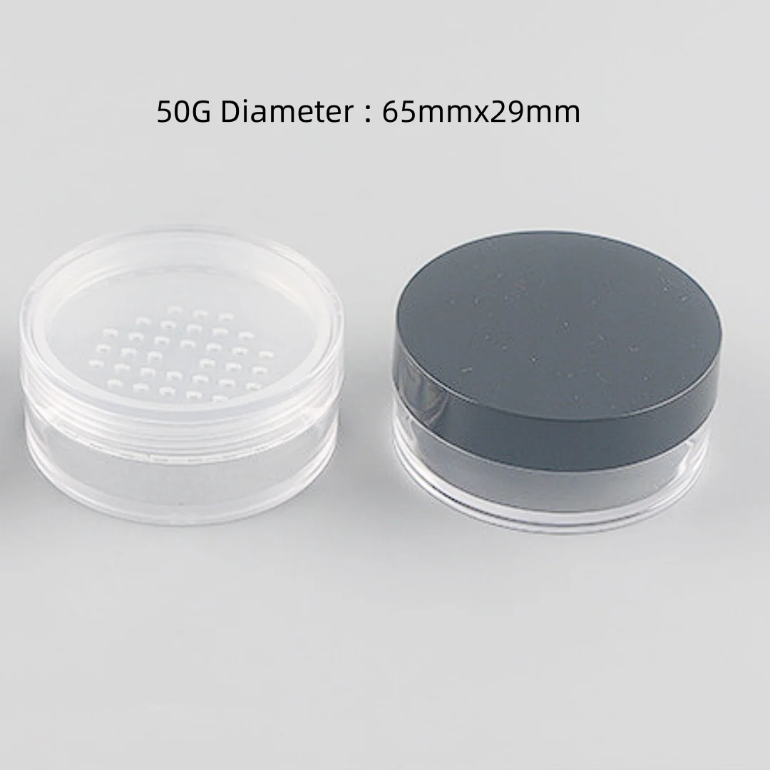12 xRefillable Empty Powder Pot With Sieve Cosmetic Makeup Jar Container Handheld Portable Sifter with Black Cap 10g 20g 30g 50g