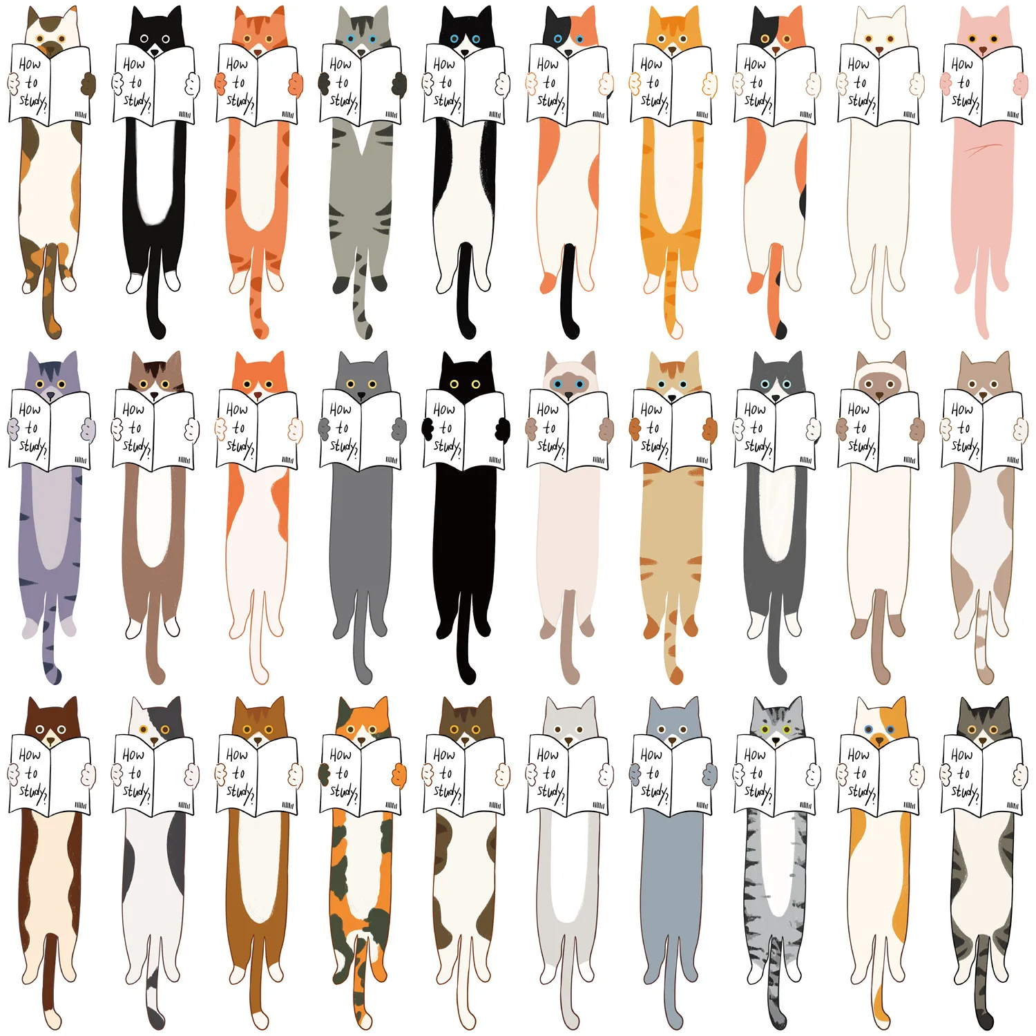30Pcs Cute Cat Bookmarks Kawaii 