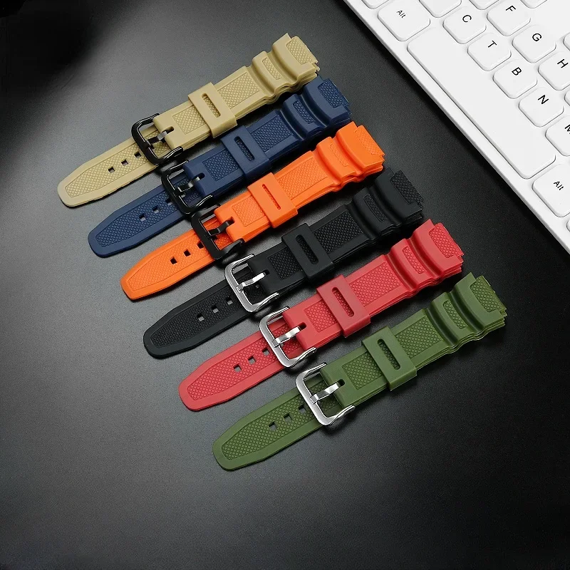 High Quality Rubber Strap Watchband for  Casio Table W-218H/F-108 Ae1200/1000/1300 Resin Silicone Watch Strap 18mm