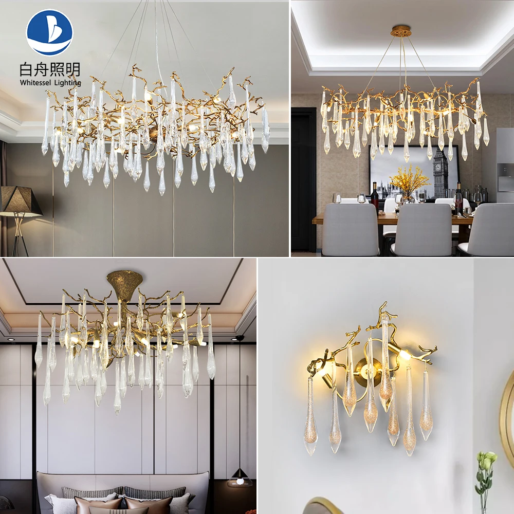 New European luxury atmospheric crystal chandelier modern luxury living room villa dining hall crystal ceiling hanging lamps