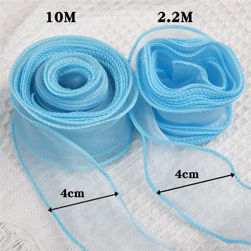 10m/ 2.2m Roll Solid Color Organza Ribbon Wavy Edge Fishtail Ribbon For Flower Bouquet Gifts Packaging Wedding Party Decorations