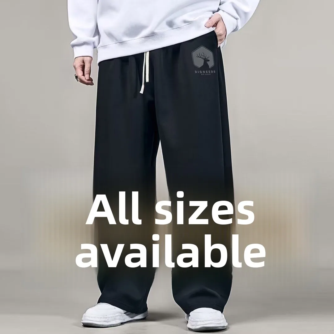 

Мужские удлиненные спортивные брюки свободного кроя для повседневной носки, осень-весна, с высокой талией, эластичным низом, из полиэстера