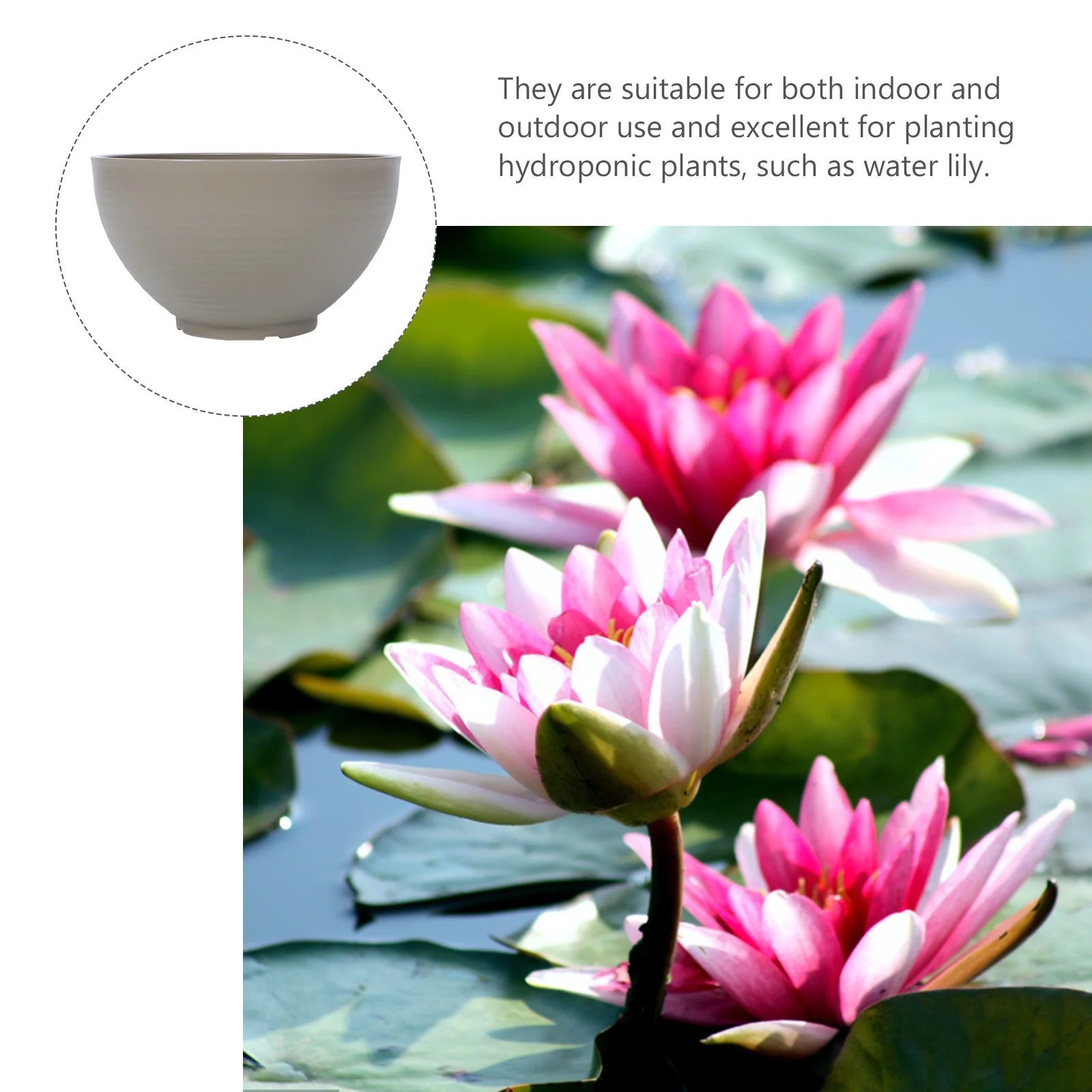 

1pc Hydroponic Flowerpot Deep Resin Stone Plant Pot For Water Lily Daffodil Narcissus Decorative Container