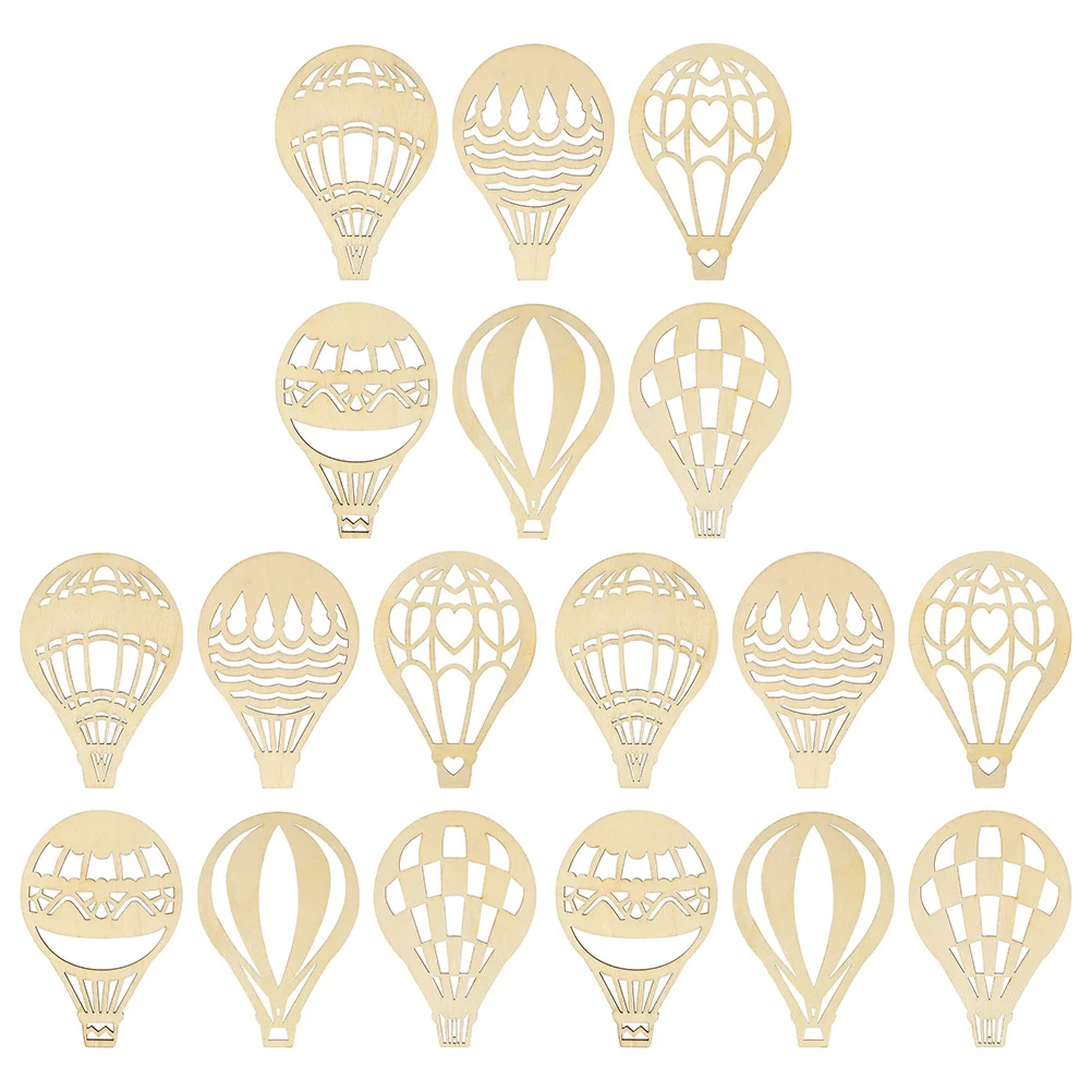 

18 Pcs Hot Air Balloon Wood Chips Slice Prop Unfinished Cutouts Wooden Blank Slices Decorations