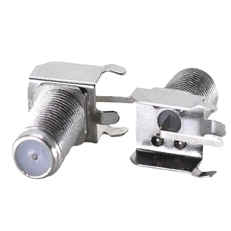 F Head Connector 90 Degree Bent Elbow Inch Threaded Female Socket Iron Shell Adapter for Digital Set Top Box Home TV Cable