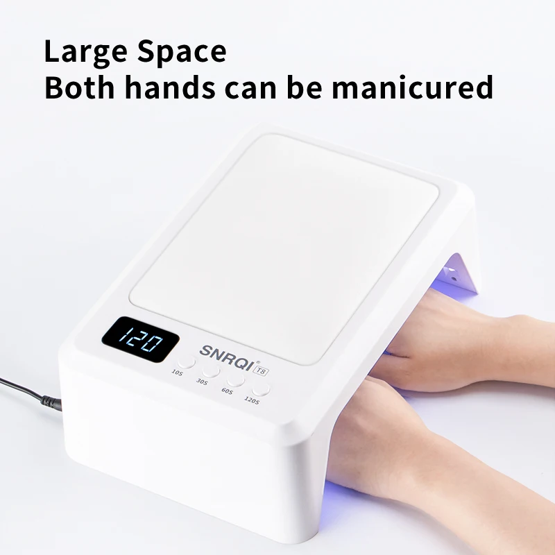 72W UV LED Nail Lamp for Gel Polish 60LEDs Auto Sensor 4 Timer Large Space Both Hands PU Hand Pillow Digital Display Salon