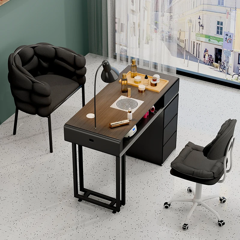 Moderner, minimalistischer Nageltisch, eleganter, klassischer, hochwertiger, langlebiger Nageltisch, funktioneller, einzigartiger Tisch von De Manucure, Salonmöbel