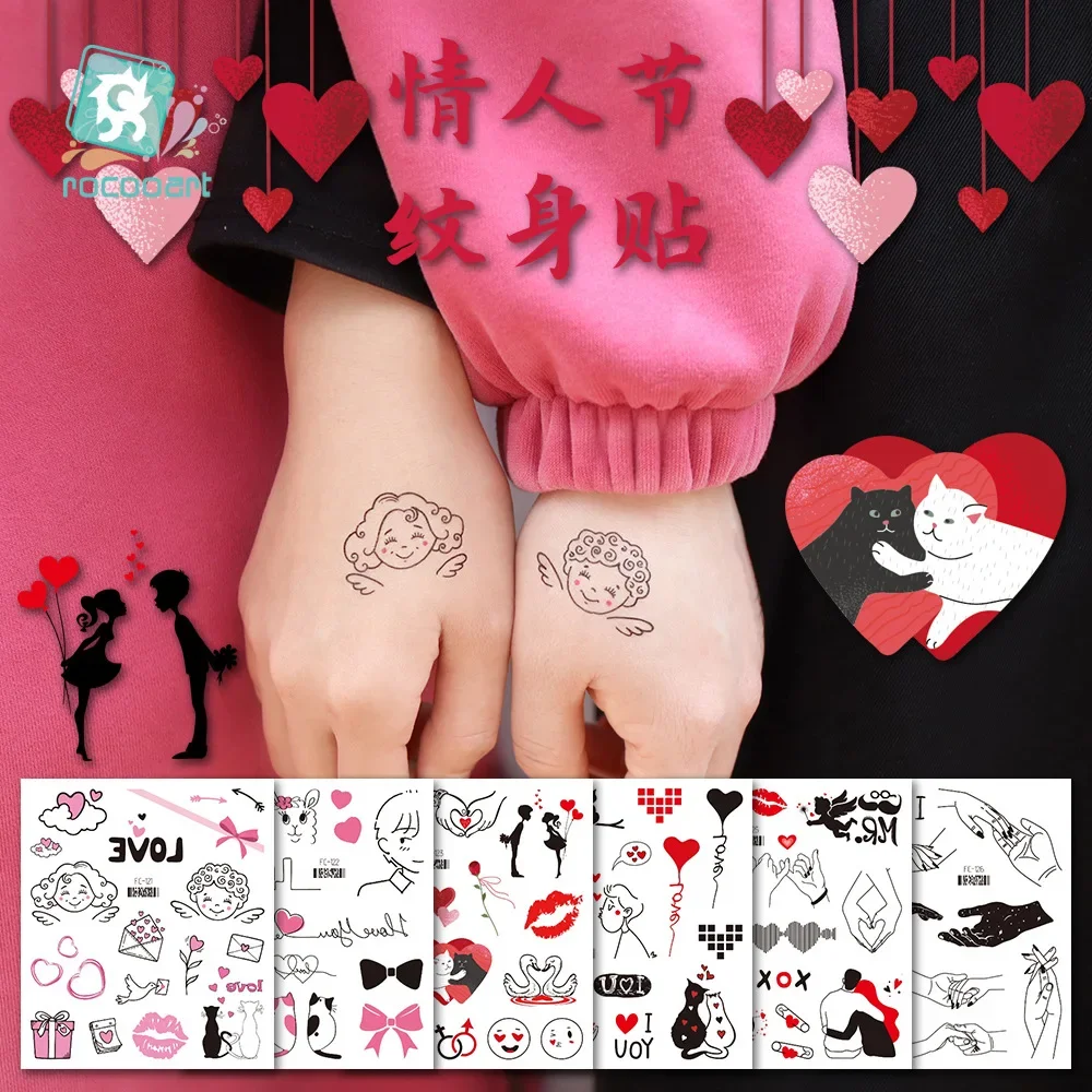 Valentine's Day Tattoo Sticker Couple Love Temporary Tattoos Water Transfer Sticker size:105*120mm