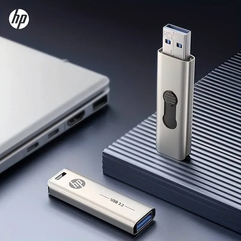 HP USB3.2 Flash Drive 32GB 64GB 128GB 256GB High Speed Sticks External Storage Metal Pen Drive Creative Personality Car Music