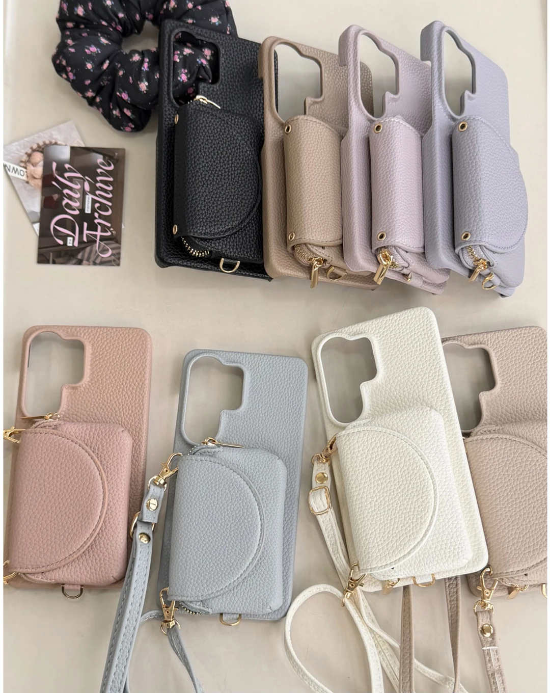 

Luxury Crossbody Leather Zipper Wallet Card Case For Samsung Galaxy S25 S24 S23 Plus S26 Ultra Lipstick Bag Mirror Makeup Cover