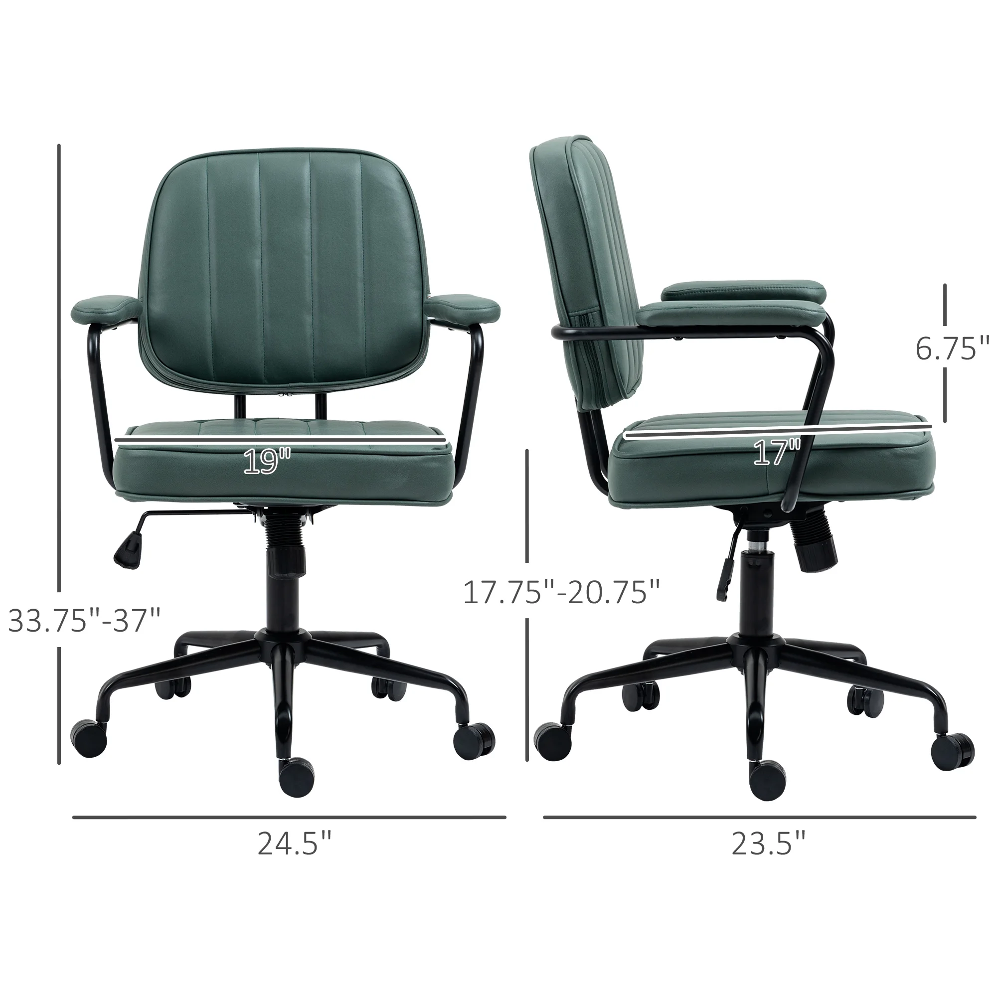 Vinsetto Home Office Chair with Adjustable Height Tilt Function Green