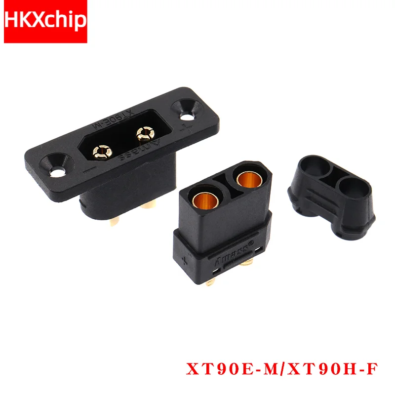 Conector de batería chapado en oro Amass-XT90E-M, enchufe macho XT90E, conector montable XT90, enchufe negro o XT90H-M, carga