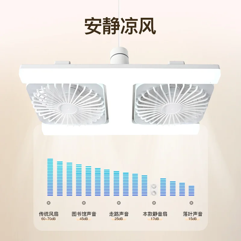Durable Screw Base Double Row Ceiling Fan Light 8° Tilt Adjustable Remote Stepless Dimmable Silent LED