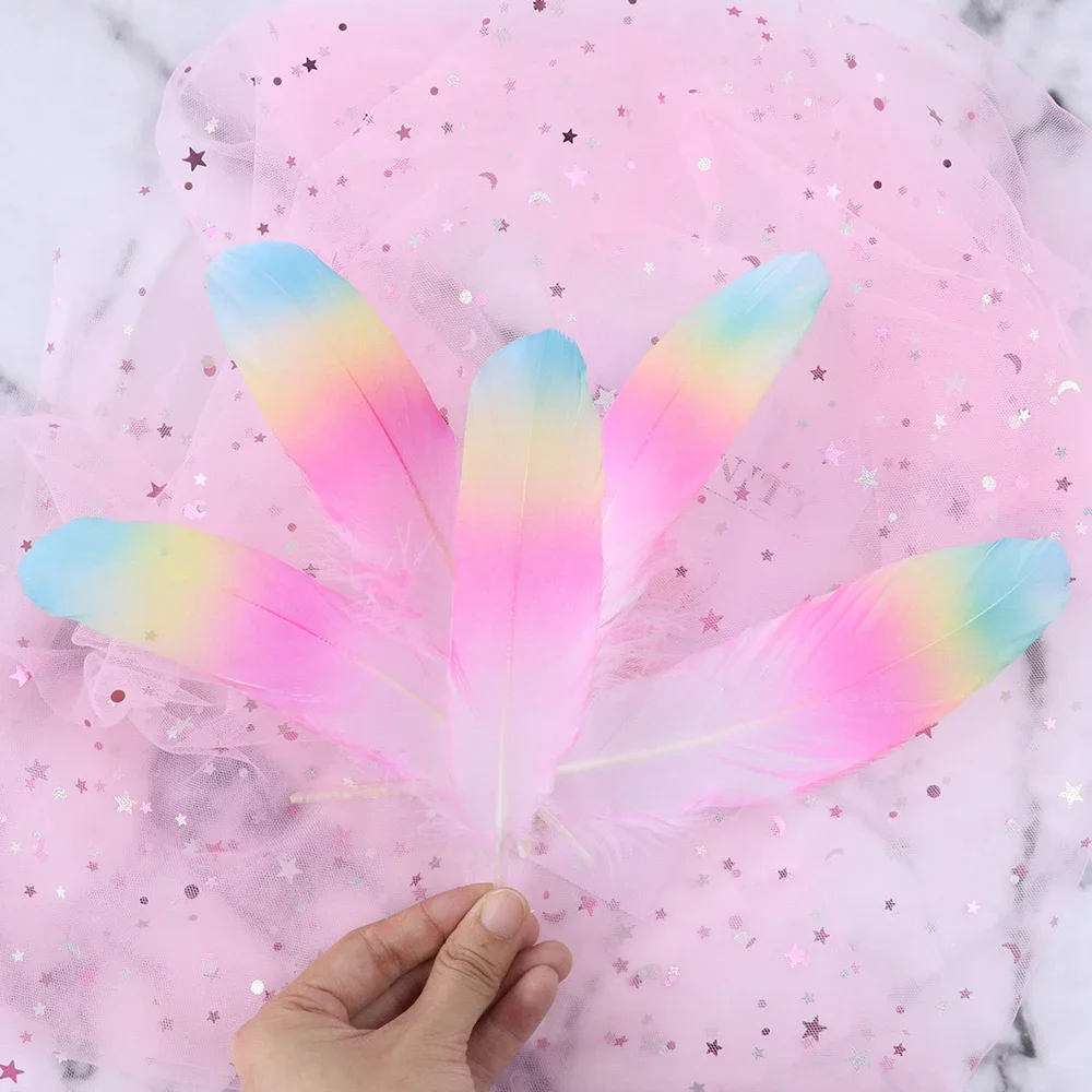 Macaron Three-color gradient Goose feather 10pcs/lot 6-8\