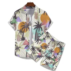 Beach Style Men's Shirt Set Casual Hawaii 3d Coconut Tree Print Oversized Casual Beach Shorts Streetwear Hawaiian Suits Clothes