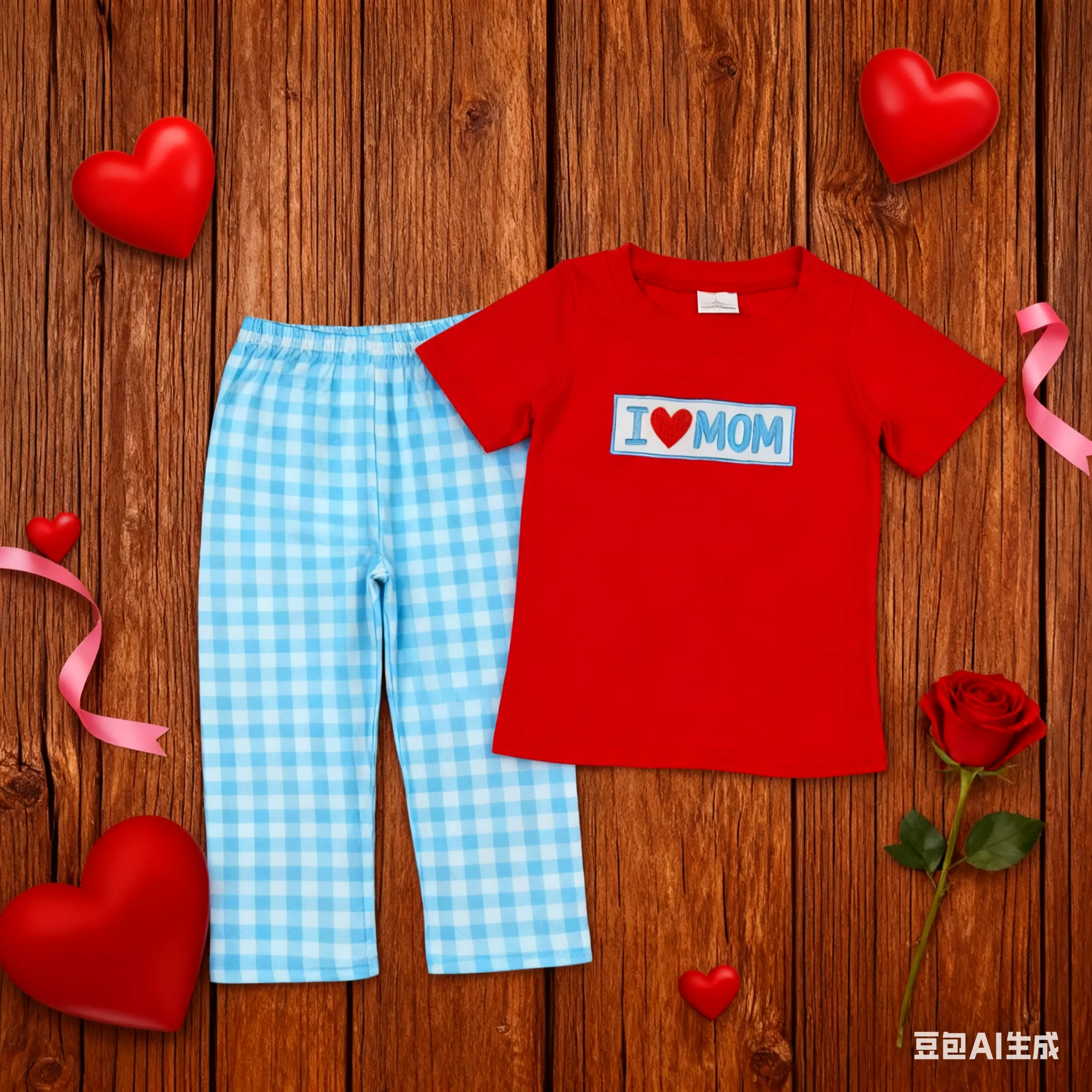 

Z1021-02 BSPO0588 Kids Outfit Short Sleeve Top With Pants Set Children Clothes