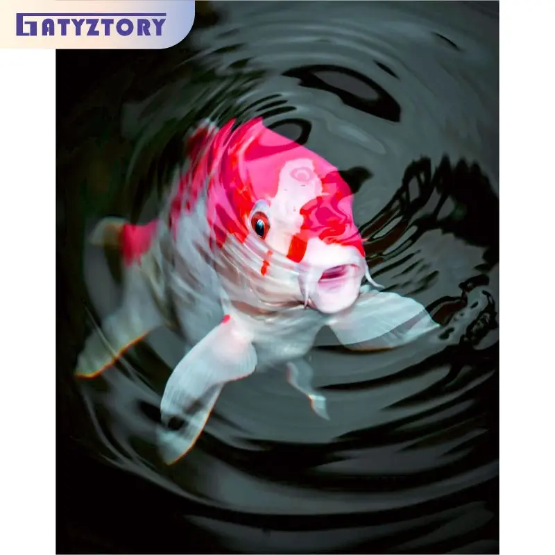 

GATYZTORY Painting By Numbers Diy Crafts Picture Coloring Red Carp Picture Paint Home Decors For Adults On Canvas Unique Gift