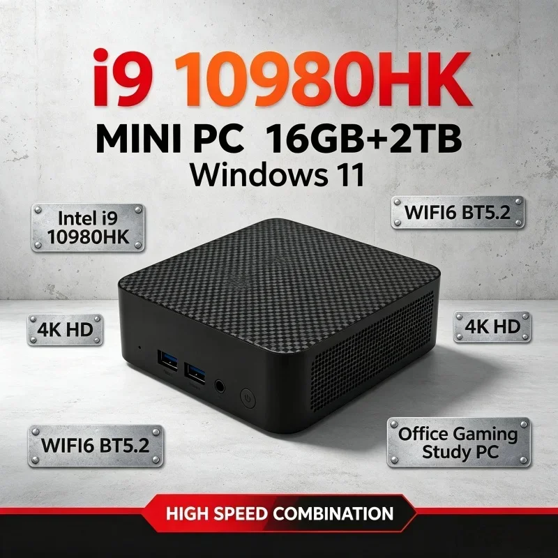 Mini PC Intel Core I9‑10980HK Windows11 16GB RAM Optional 1TB 2TB SSD WiFi‑6 BT5.2 Mini Host Desktop PC For Home Office Use