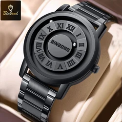 BINBOND Top Luxury Men Quartz Watches Magnetic Levitation Hollow Out Stainless Steel Waterproof Men Watches Relogio Masculino
