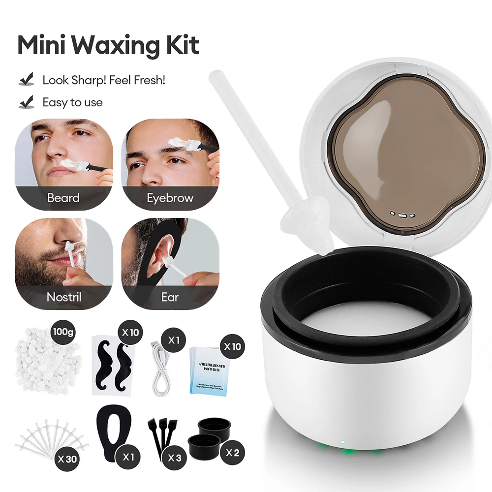 Mini Wax Heater Machine 40g Silicone Bowl Wax Warmer Nose Ear Hair Removal Waxing Kit Wax Bean Wax Heating Melting Pot Melter