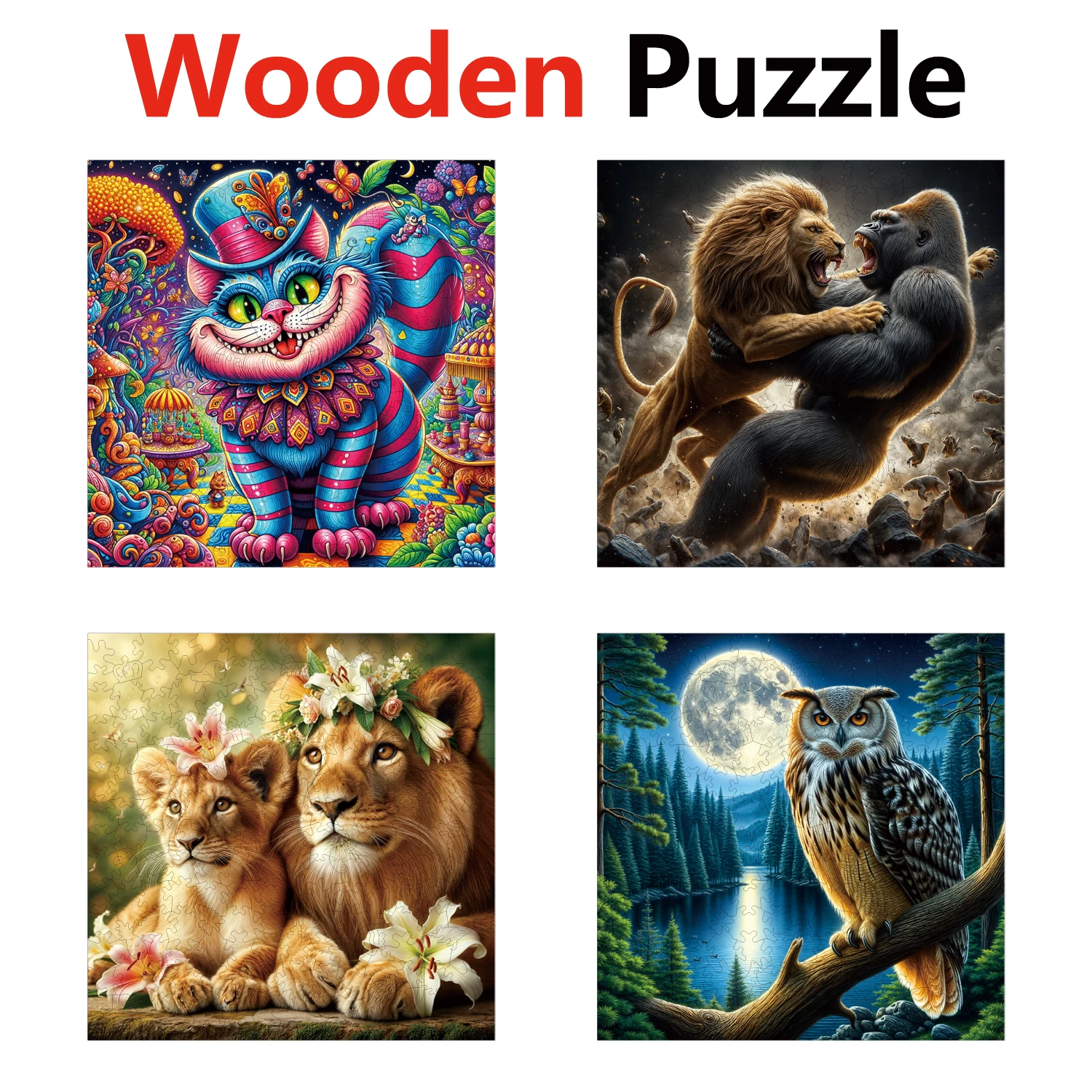 

Lion Owl Cat Animal Puzzles High Quality Jigsaw Puzzle Wooden Puzzle Best Christmas Gift