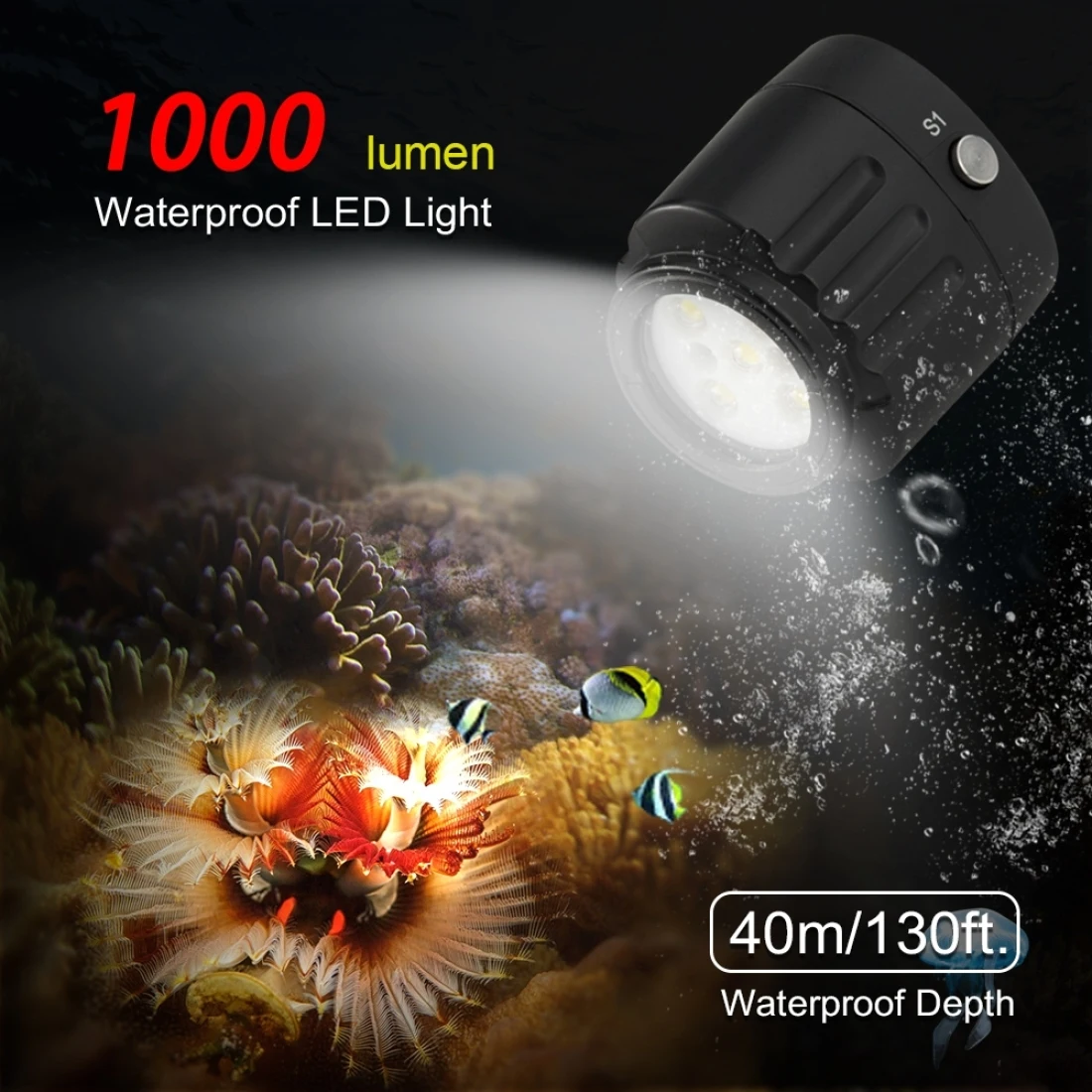 Lampu Selam Cahaya Isi Fotografi LED Bawah Air 40M/60M Untuk GoPro HERO9 Hitam/HERO8 Hitam/HERO7/6/5/5 Sesi/4 Sesi GT