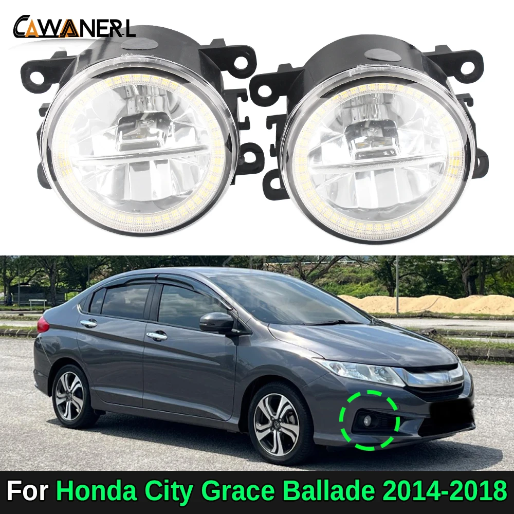 1 пара 30 Вт автомобильных противотуманных фар Canbus LED Angel Eye DRL Daylight 3000LM 12V для Honda City Grace Ballade 2014 2015 2016 2017 2018
