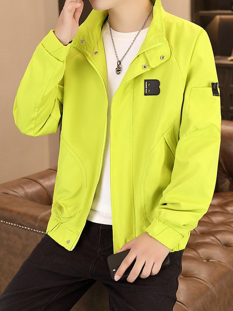 

Casual Sle Men's Workwear Jaet Coat Faionable And Haome Spring Autumn Zipper Decorated Anti-Wind ort Sve Long J...