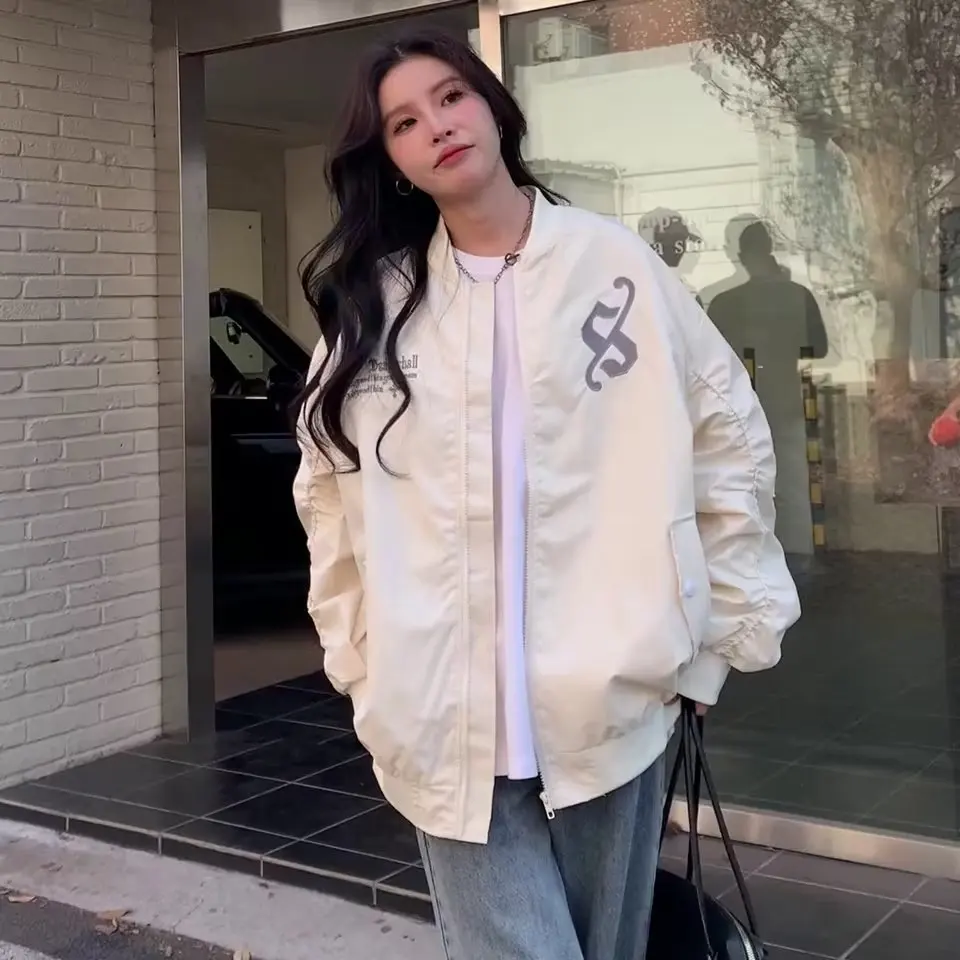 

Мужская осенне-зимняя бейсбольная куртка большого размера в американском стиле ретро в стиле пилота, ветровка для пар, молодежная трендовая свободная посадка