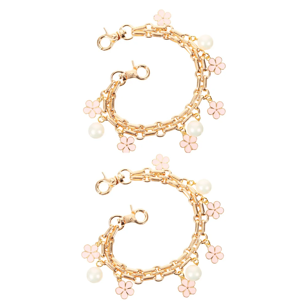 

2Pcs Elegant Flower Chain Strap - Adjustable Fake Pearl Purse Extender for Women Fashionable Crossbody Bag Accessory Lightweight