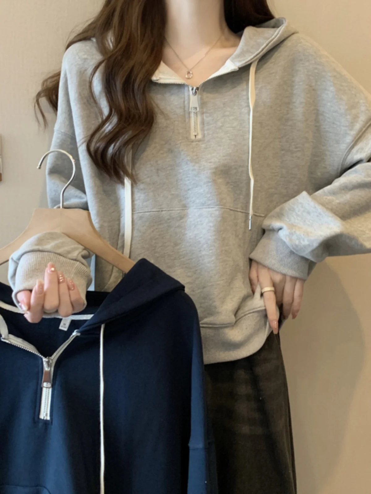 

Модная женская толстовка с молнией, весенне-осенняя, тонкая, свободного кроя, стройнящая, с длинным рукавом, в корейском стиле, повседневная уличная одежда