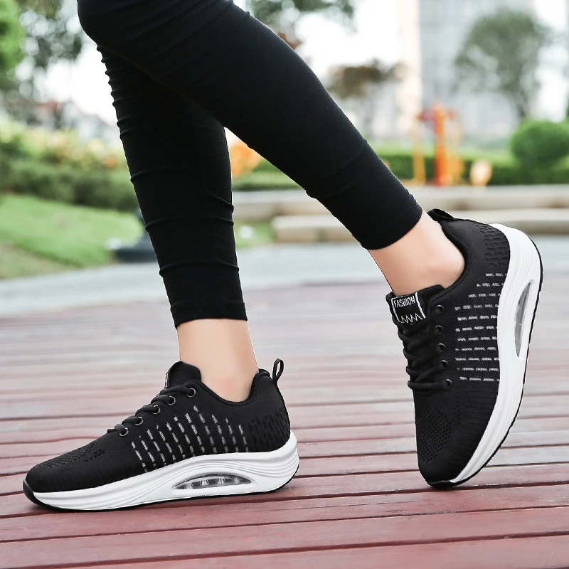 Sneakers Women Walking Shoes  Fashion Air Cushion Thick Bottom Trekking Shoes Breathable Casual Shoe