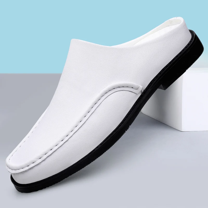 

Летняя белая повседневная обувь с открытой спиной Мюли Мужские лоферы с открытой спиной Тапочки Полуботинки без шнуровки Мужские шлепанцы Сандалии