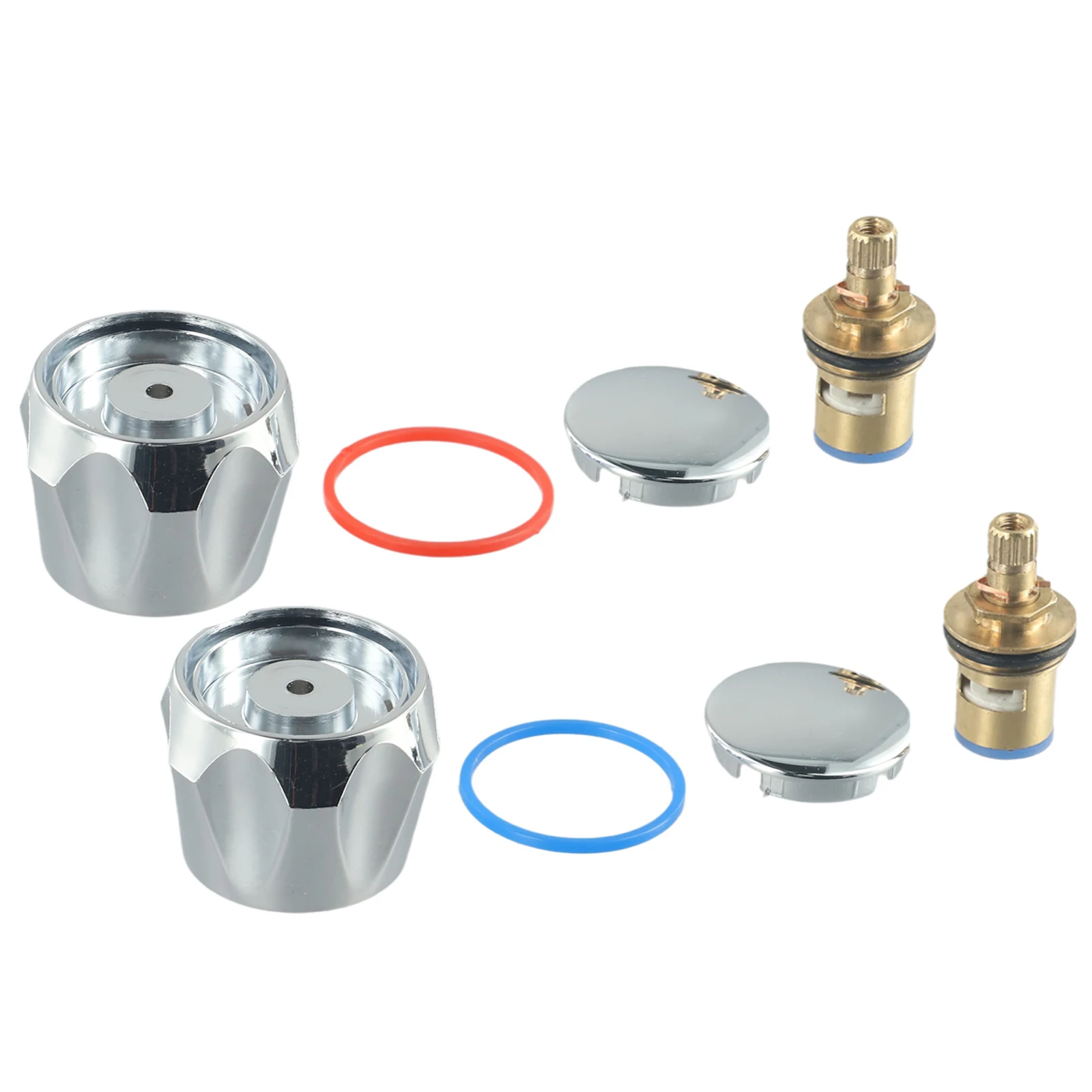 2 Set Tap Reviver Conversion Kit  1/2 Inch Tap Handle Copper Valve Screws Plastic Hot Cold Faucet Handle Knob Valves Parts