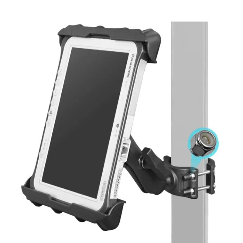 Tablet Holder within 280x 210x27mm with C size series 9.5cm Double socket Arm and round pipe clamp base.Compatible RAM