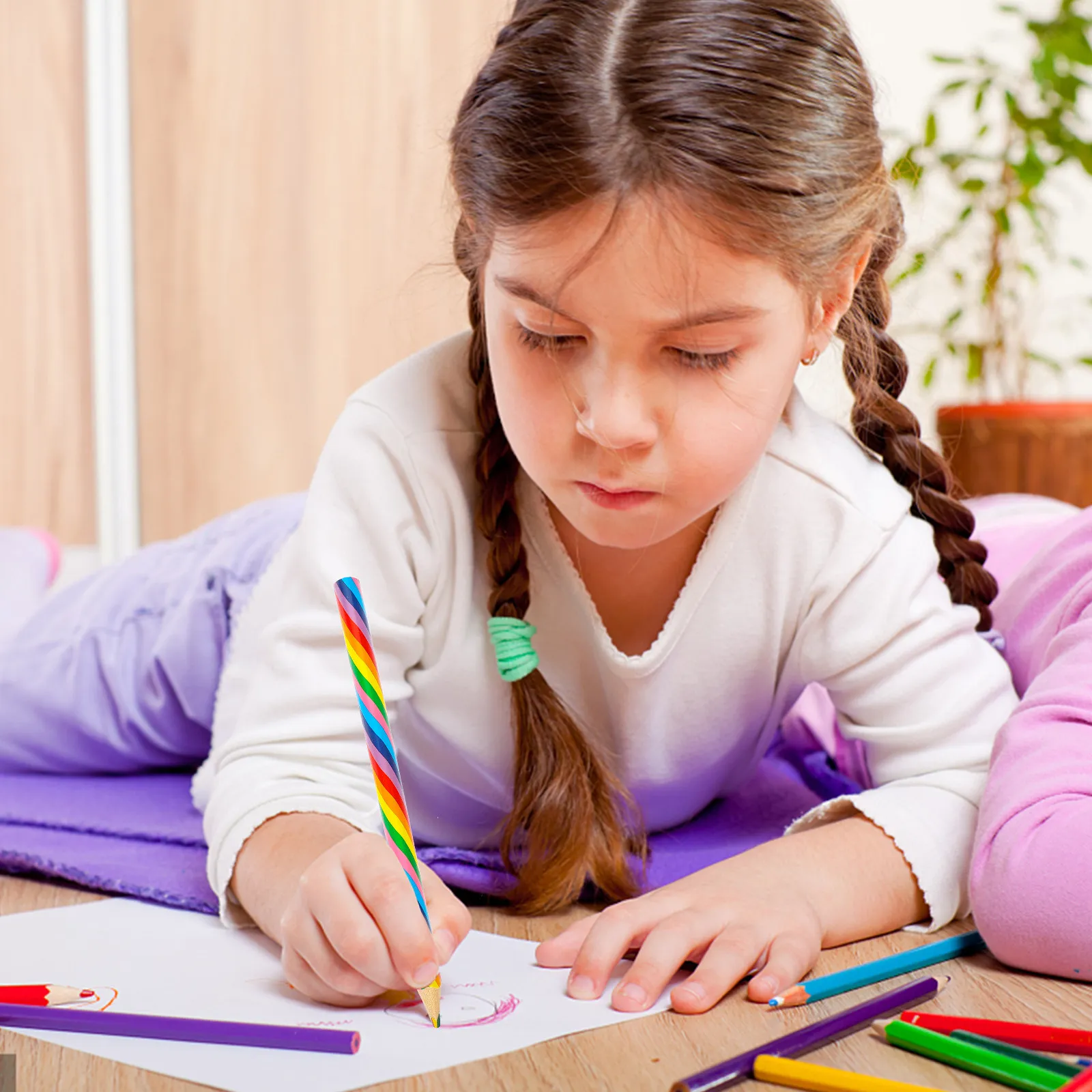 

Детские цветные карандаши 4-в-1: радужные художественные карандаши для рисования, портативные, прочные, подарок для детей, радужные карандаши