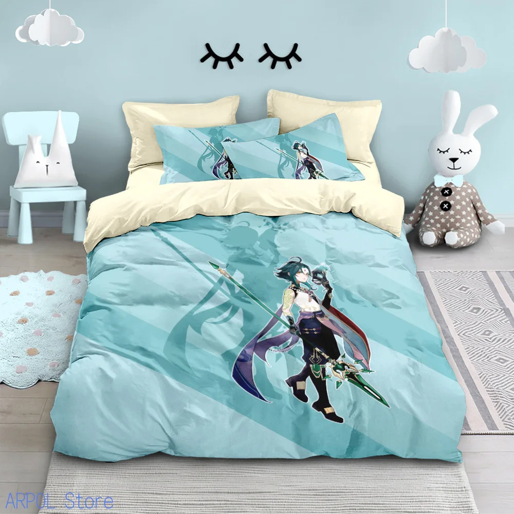 

Cartoon Genshin Impact Duvet Cover Set Furina Bedding Set Bed 2/3 Piece Summer Comfortable Student Dormitory Home Baby Bedding