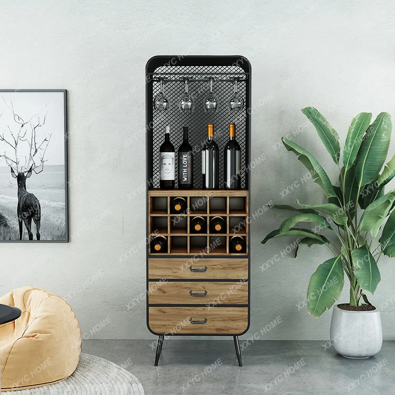 

Solid Wood Small Wine Cabinet Wall Cabinet Living Room Wine Cabinet Display Cabinet Retro Domestic Wine Rack