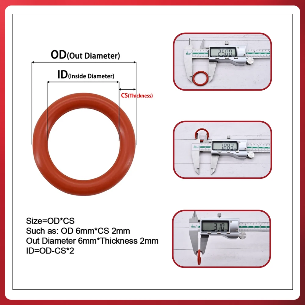 VMQ czerwony O-ring silikonowy Oring uszczelka uszczelka podkładki Food Grade silikonowa podkładka uszczelniająca izolowany gumą zestaw żelu