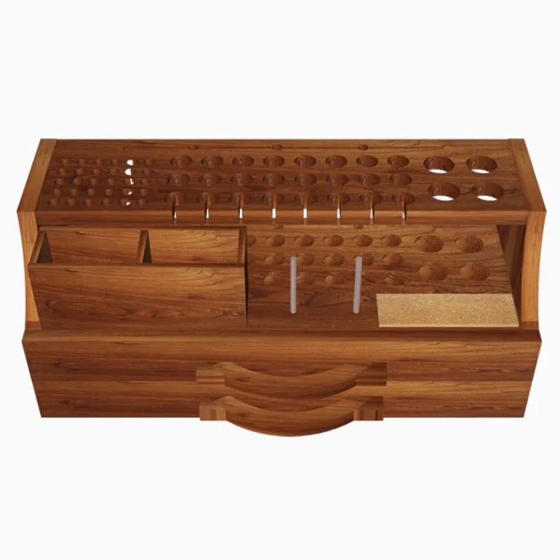 DIY Handmade Leather Craft Engraving Cutting Tools Double Drawer High End Elm Storage Rack Practical Leather Tool Holder